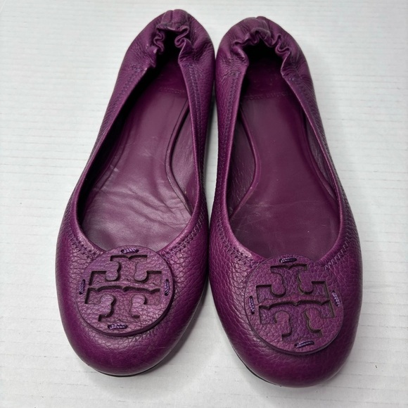 Tory Burch Shoes - TORY BURCH Purple Leather Reva Ballet Flats Size 6